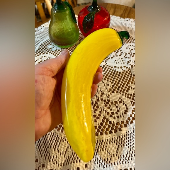 Vintage 70’s Murano Glass Fruit Banana Apple Pear - Art Glass Fruit - Picture 5 of 6
